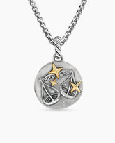 Libra Amulet in Sterling Silver with 18K Yellow Gold and Diamonds, 19mm